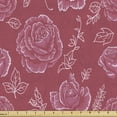 thumbnail image 1 of Floral Fabric by the Yard Upholstery, Continuous Rose Flowers Buds Leaves Twigs Spring Tone Vivid Illustration, Decorative Fabric for DIY and Home Accents, Dark Pink and White by Ambesonne, 1 of 5