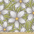 thumbnail image 1 of Floral Fabric by the Yard Upholstery, Hand Drawn Arrangement of Blossoming Petals Botany Doodle Design, Decorative Fabric for DIY and Home Accents, Pale Olive Green Mustard by Ambesonne, 1 of 5