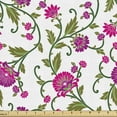 thumbnail image 1 of Ambesonne Floral Fabric by the Yard Upholstery, Flowers with Curved Branches, 5 Yards, Olive Green and Hot Pink, 1 of 5