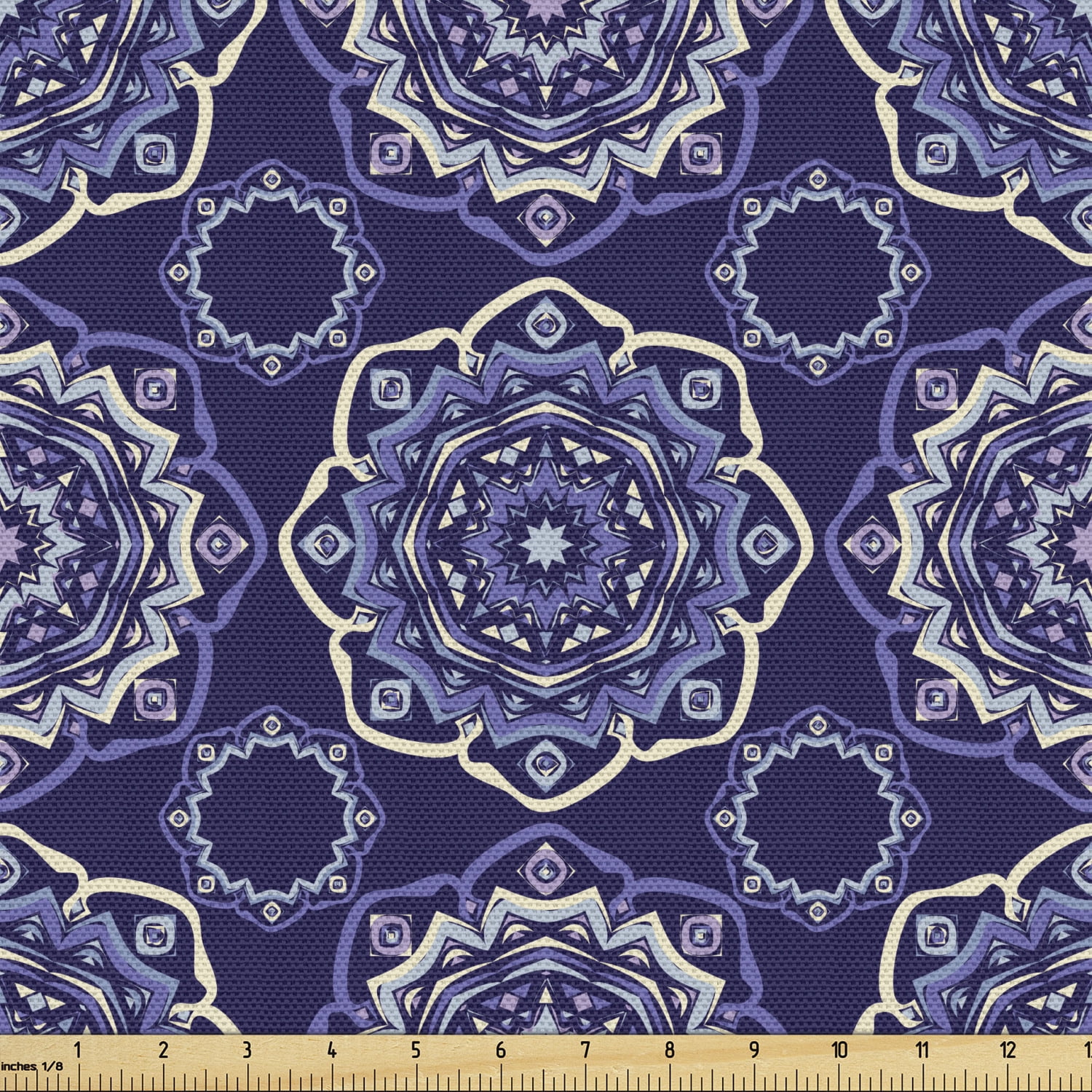Floral Fabric by the Yard Upholstery, Mandala Inspired Purple Toned ...