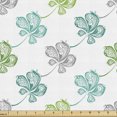 thumbnail image 1 of Floral Fabric by the Yard Upholstery, Ornamental Petals with Dots and Paisleys Hand Drawn Orient Nature Elements, Decorative Fabric for DIY and Home Accents, Green Pale Blue Grey by Ambesonne, 1 of 5
