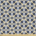 thumbnail image 1 of Floral Fabric by the Yard Upholstery, Overlapping Shapes Symmetrical Ornament Tile in Blue and Yellow Shades, Decorative Fabric for DIY and Home Accents, Dark Blue Pale Mustard by Ambesonne, 1 of 5