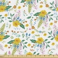 thumbnail image 1 of Ambesonne Floral Fabric by the Yard Upholstery, Colorful Flower Yellow Petal, 2 Yards, White Multicolor, 1 of 5