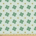 thumbnail image 1 of Ambesonne Floral Fabric by the Yard Upholstery, Polka Dots and Shamrock Leaf, 5 Yards, Mint Green Khaki, 1 of 5
