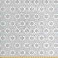 thumbnail image 1 of Ambesonne Floral Fabric by the Yard Upholstery, Scroll Curls Mosaic Tile, 3 Yards, Black Blue and White, 1 of 4