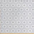thumbnail image 1 of Floral Fabric by the Yard Upholstery, Scroll Style Pattern with Curled Leaf Motifs Abstract Modern Mosaic Tile, Decorative Fabric for DIY and Home Accents, Black Blue and White by Ambesonne, 1 of 4