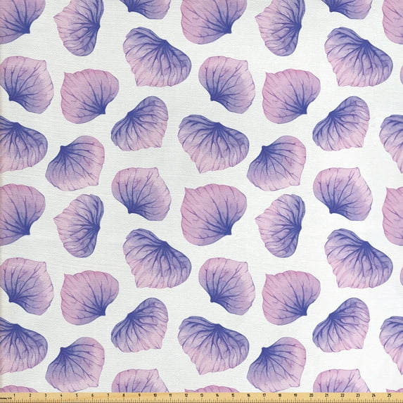 Floral Fabric by the Yard Upholstery, Soft Pastel Tone Blended Watercolor Style of Randomly Aligned Gentle Flower Petals, Decorative Fabric for DIY and Home Accents, Multicolor by Ambesonne