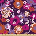 thumbnail image 1 of Floral Fabric by the Yard Upholstery, Spring Flowers Retro Style Outlined with White Lines Illustration, Decorative Fabric for DIY and Home Accents, Dark Purple Magenta by Ambesonne, 1 of 5