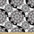 thumbnail image 1 of Floral Fabric by the Yard Upholstery, Top View Illustration of Flowers in a Monochrome Layout Meadow Setting, Decorative Fabric for DIY and Home Accents, Charcoal Grey and White by Ambesonne, 1 of 5