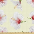 thumbnail image 1 of Ambesonne Floral Fabric by the Yard Upholstery, Tropical Hibiscus Petals, 3 Yards, Green Dark Coral and Cream, 1 of 5