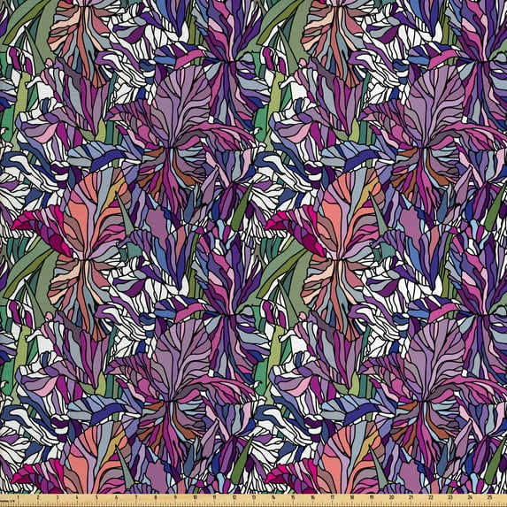 Ambesonne Floral Fabric by the Yard Upholstery, Tropical Jungle Bouquet, 5 Yards, Multicolor