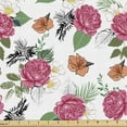 thumbnail image 1 of Floral Fabric by the Yard Upholstery, Vintage Rose Tropical Hibiscus Orchids Chrysanthemum Garden, Decorative Fabric for DIY and Home Accents, Burnt Sienna Magenta by Ambesonne, 1 of 5