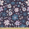 thumbnail image 1 of Floral Fabric by the Yard, Various Colorful Flowers Print in Violet Tones Vintage Style Art, Decorative Upholstery Fabric for Sofas and Home Accents, Sea Blue Lilac by Ambesonne, 1 of 5
