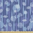 thumbnail image 1 of Floral Fabric by the Yard, Vertical Strips and Blots with Flower, Upholstery Fabric for Dining Chairs Home Decor Accents, Ceil Blue Dark Violet by Ambesonne, 1 of 5