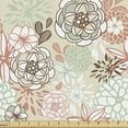 thumbnail image 1 of Ambesonne Floral Fabric by the Yard Upholstery, Romantic Wildflowers, 1 Yard, Pale Green Brown Peach, 1 of 5