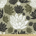 thumbnail image 1 of Floral Fabric by the Yard, Vintage Style Flower Pattern Antique Deco Theme Print, Decorative Upholstery Fabric for Sofas and Home Accents, Army Green Multicolor by Ambesonne, 1 of 5