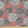 thumbnail image 1 of Ambesonne Floral Fabric by the Yard Upholstery, Vintage Monochrome Flowers, 10 Yards, Coral White and Charcoal Grey, 1 of 5