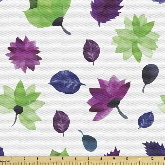 Ambesonne Floral Fabric by the Yard Upholstery, Watercolor Lilies, 1 Yard, Multicolor