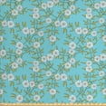 thumbnail image 1 of Floral Fabric by the Yard, Spring Time Flourishing Elements, Decorative Upholstery Fabric for Chairs & Home Accents, Sky Blue Lime Green by Ambesonne, 1 of 4
