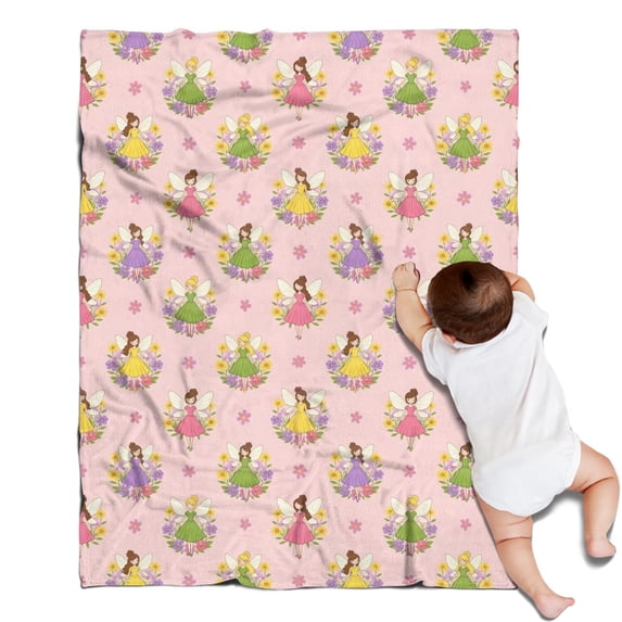 Floral Fairy Princess Pattern Blanket,Comfortable Soft Flannel Throw Blanket,All Season,Warm Lightweight Blankets for Sofa Bed Couch Living Room Chair,30"x40"