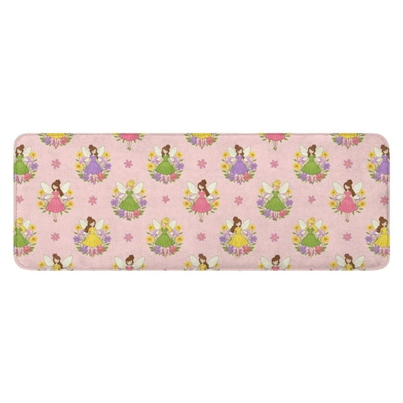 Floral Fairy Princess Pattern Kitchen Rug Mat,Kitchen Runner Rugs Non Skid Washable,Decorative Kitchen Floor Mats for Kitchen,Sink,Laundry,17"x47.2"
