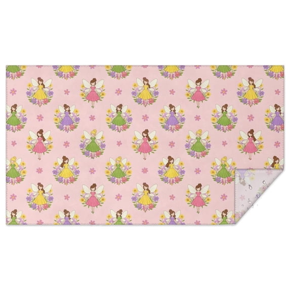Floral Fairy Princess Pattern Rectangle Tablecloth 60"x102",Waterproof Polyester Rectangle Table Cloth, Wipeable Spillproof Polyester Tablecloth for Dining, Camping, Indoor and Outdoor