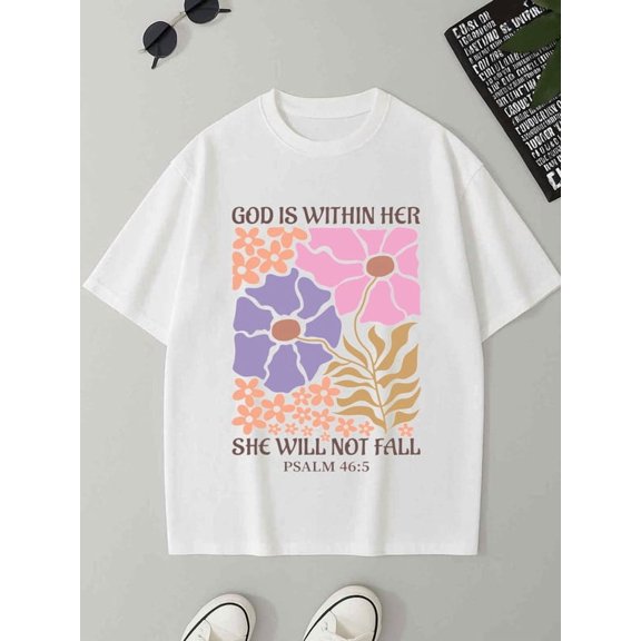 Floral Faith Tee men 180G 100% Cotton white Funny Unisex Shirt Cotton tshirts Fashion Unisex Shirt Graphic tshirts Vintage Unisex Shirt Graphic tshirts Fashion Unisex Shirt Crewneck tshirts