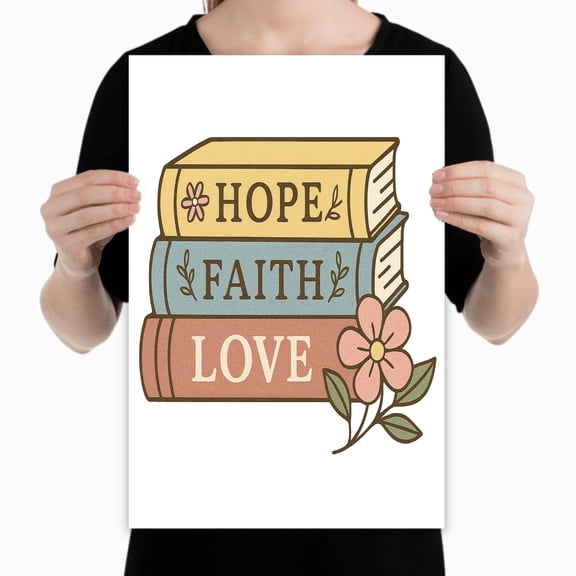 Floral Faith Wall Art, Inspirational Decor for Christians, Scripture Quote Poster