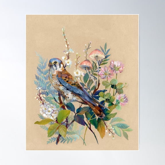 Floral Falcon Poster Wall Art, Modern Wall Decor For Living Room Bedroom, 16x24 UNFRAMED