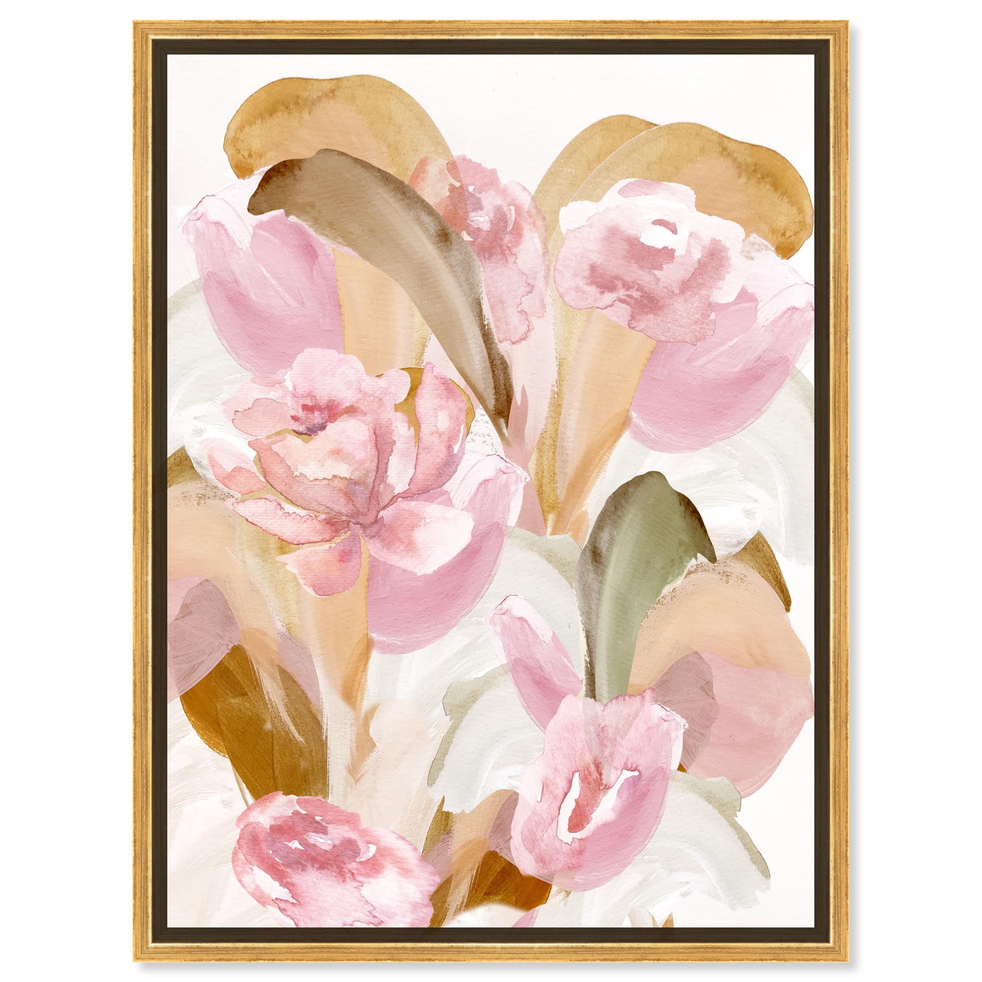 Romantic Floral Canvas Art with Gold Frame, 36" x 45"
