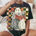 thumbnail image 1 of Floral Fall Ghost T-Shirt, Boho Halloween Tee, Fall Season Ghost Shirt, Floral Pumpkin Aesthetic Top, Cute Autumn Sublimation Shirt, 1 of 5