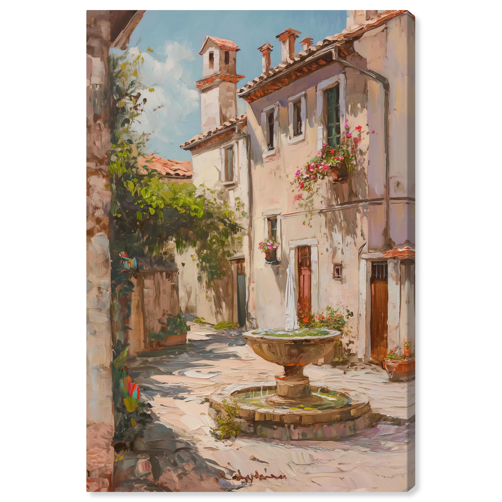 Floral Falls Cottage Gallery Wrapped Canvas Vintage Landscape Art