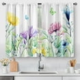 thumbnail image 1 of Floral Farmhouse Kitchen Curtains - Flower Leaves Cafe Tier Curtains Country Rustic Spring Botanical Plants Tulip Decor for Living Room Window Drapes 2 Panels 28"x36", 1 of 5