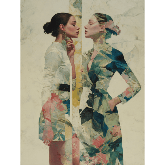 Floral Fashionista Portrait Canvas Print Wall Art for Living Room Bedroom Office Hotel Cafe