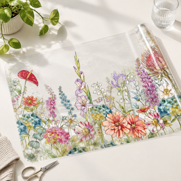 Floral Feast 17.5 x 78.7 in Decorative Stained Glass Window Film