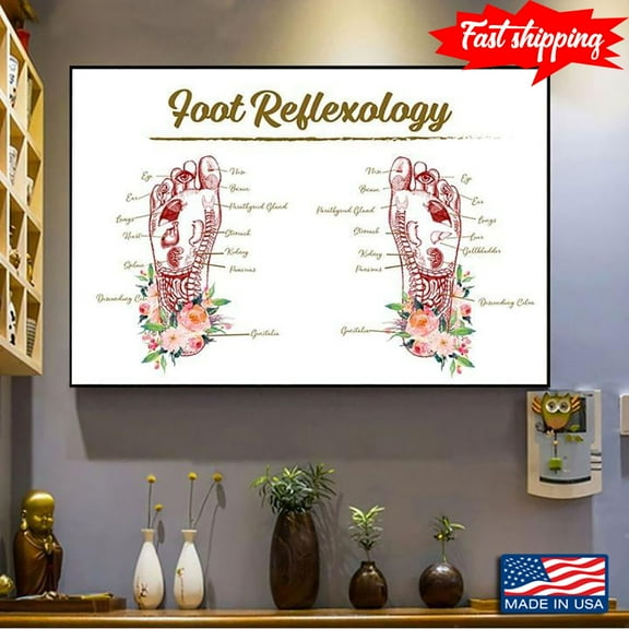Floral Feet Foot Reflexology 24 x 36 Inch Poster