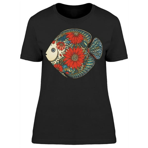 Floral Fish Art T-Shirt Women -Image by Shutterstock, Female Small