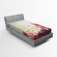 thumbnail image 1 of Floral Fitted Sheet, Flower Garden with Open Sky and Vintage Cosmos Plant Artwork Photo, Soft Decorative Fabric Bedding, Twin XL Size, Sky Blue and Dark Coral, by Ambesonne, 1 of 2
