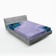 thumbnail image 1 of Floral Fitted Sheet, Graphic Ornamental Flowers on Lilac Background Modern Illustration, Soft Decorative Fabric Bedding, Full Size, Dark Blue Burgundy, by Ambesonne, 1 of 2