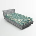 thumbnail image 1 of Floral Fitted Sheet, Marrakech Ornament with Abstract Paisley Style Nature Inspired Motifs, Decorative Soft Bedding All-round Elastic Pocket, Twin Size, Teal and Beige, by Ambesonne, 1 of 3
