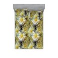 thumbnail image 1 of Floral Fitted Sheet & Pillow Sham Set, Abstract Art Style Aster Flowers Blooming Summer Garden Vibes Warm Tones, Decorative Printed 3 Piece Bedding Decor, Full, Mustard Khaki Black, by Ambesonne, 1 of 2