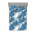 thumbnail image 1 of Floral Fitted Sheet & Pillow Sham Set, Abstract Dream of Surreal Garden Flowers Sketch With Line Art Silhouette Pattern, Decorative Printed 3 Piece Bedding Decor, Full, White Sea Blue, by Ambesonne, 1 of 2