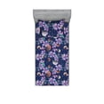thumbnail image 1 of Floral Fitted Sheet & Pillow Sham Set, Astrology Inspired Universe Flower Pattern with Moon and Constellation Stars, Decorative Printed 2 Piece Bedding Decor, Twin, Indigo Lavender, by Ambesonne, 1 of 2