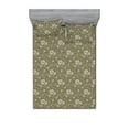 thumbnail image 1 of Floral Fitted Sheet & Pillow Sham Set, Botanical Concept Autumn Blossom Silhouette Bicolored Minimalist Art, Decorative Printed 3 Piece Bedding Decor, Queen, Green Brown Slate Brown, by Ambesonne, 1 of 2