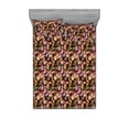 thumbnail image 1 of Floral Fitted Sheet & Pillow Sham Set, Buds and Flowers Flourishing Blossoms Spring Season Nature Scene, Decorative Printed 3 Piece Bedding Decor, King, Pale Orange Mauve and Green, by Ambesonne, 1 of 2