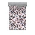 thumbnail image 1 of Floral Fitted Sheet & Pillow Sham Set, Exotic Alstroemeria Flowers Blooming Pastel Peruvian Lily Pattern, Decorative Printed 3 Piece Bedding Decor, Full, Pale Rose and Slate Blue, by Ambesonne, 1 of 2