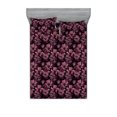 thumbnail image 1 of Floral Fitted Sheet & Pillow Sham Set, Fall Season Leaves and Flowers Gloomy Vintage Petals Repeated Artwork, Decorative Printed 3 Piece Bedding Decor, Calking, Dark Purple and Mauve, by Ambesonne, 1 of 2