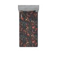 thumbnail image 1 of Floral Fitted Sheet & Pillow Sham Set, Garden Concept Continuous Flowers Leaves and Birds Illustration, Decorative Printed 2 Piece Bedding Decor, Twinxl, Dark Coral and Reseda Green, by Ambesonne, 1 of 2