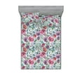 thumbnail image 1 of Floral Fitted Sheet & Pillow Sham Set, Grunge Colorful Circle Flowers Digital Alla Prima Style Watercolor Painting, Decorative Printed 3 Piece Bedding Decor, Full, White Multicolor, by Ambesonne, 1 of 2