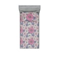 thumbnail image 1 of Floral Fitted Sheet & Pillow Sham Set, Hand-Drawn Style Repeating Overlapped Circular Chamomile Flowers Pattern, Decorative Printed 2 Piece Bedding Decor, Twinxl, Soft Pink and Lavender, by Ambesonne, 1 of 2